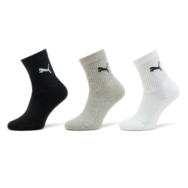 Puma Комплект 3 чифта дълги чорапи детски Puma Junior Crew Sock 3P 907958 Grey/White/Black 03