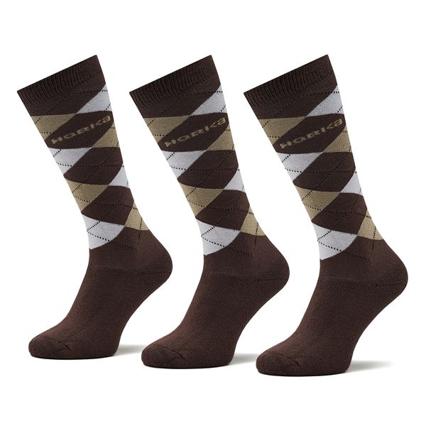 Horka Комплект 3 чифта дълги чорапи мъжки Horka Riding Socks 145450 Ch Dk.Brown/Beige