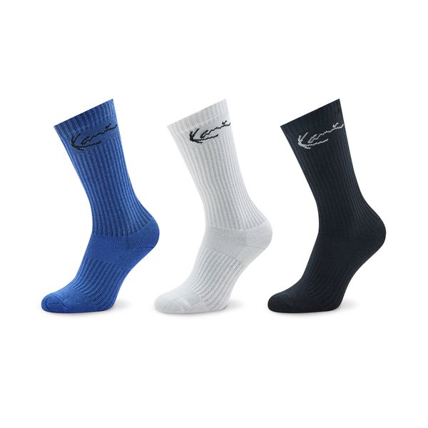 Karl Kani Комплект 3 чифта дълги чорапи мъжки Karl Kani Signature 3-Pack Sock 3003956 Blue/White/Black