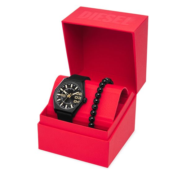 Diesel Комплект часовник и гривна Diesel Double Scraper DZ2210SET Черен