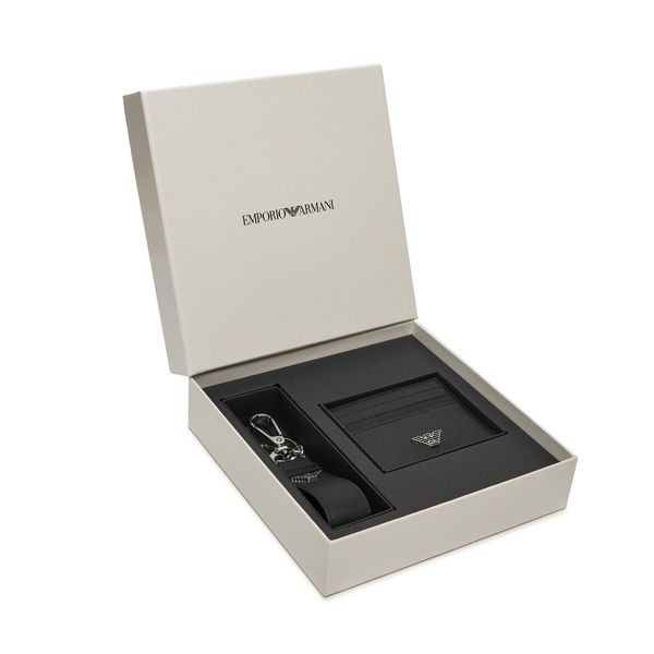 Emporio Armani Комплект калъф за карти и ключодържател Emporio Armani Y4R606 Y138E 81072 Черен