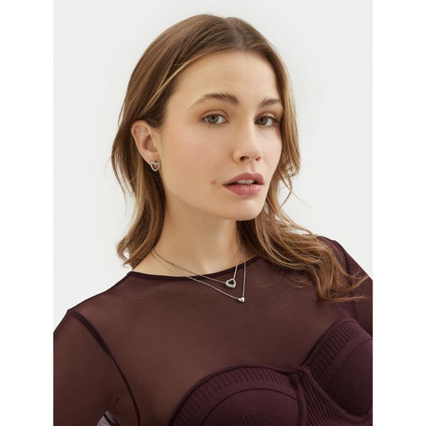 Guess Комплект колие и обеци Guess JUBS05 076JW Сребрист