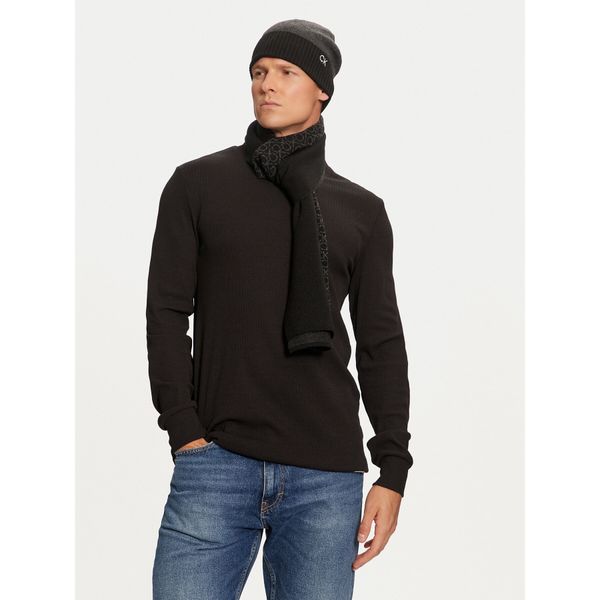 Calvin Klein Комплект шал и шапка Calvin Klein Gs Ck Monogram Beanie + Scarf K50K512390 Черен