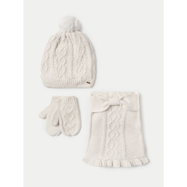 Mayoral Комплект шапка, шал и ръкавици Mayoral 10768 Екрю
