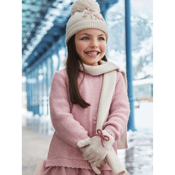 Mayoral Комплект шапка, шал и ръкавици Mayoral 10826 Бежов