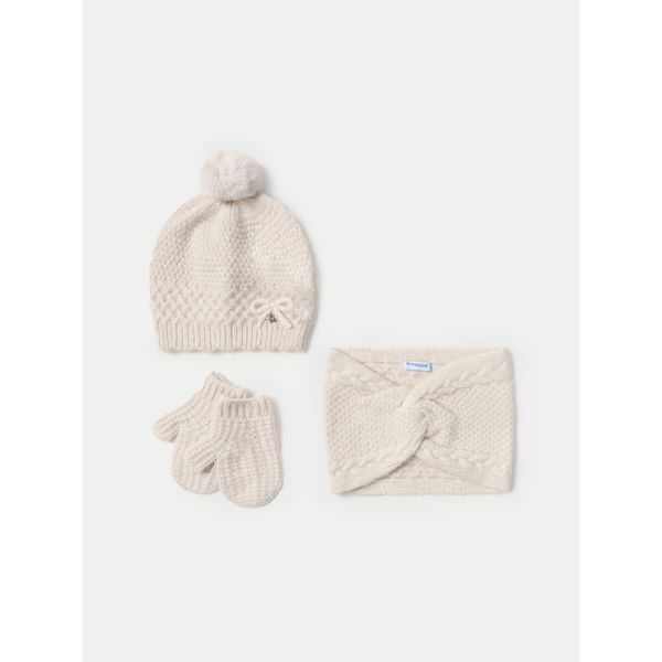 Mayoral Комплект шапка, шал тип комин и ръкавици Mayoral 10769 Бежов