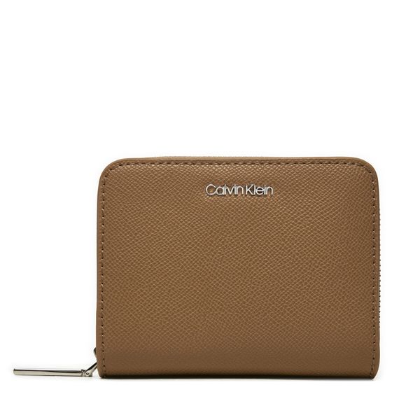 Calvin Klein Малък дамски портфейл Calvin Klein Ck Must Md Zip Around_Caviar K60K612831 Бежов