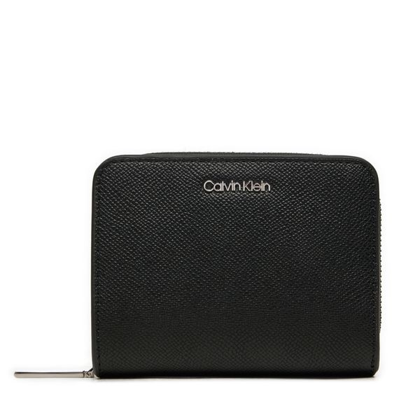 Calvin Klein Малък дамски портфейл Calvin Klein Ck Must Md Zip Around_Caviar K60K612831 Черен