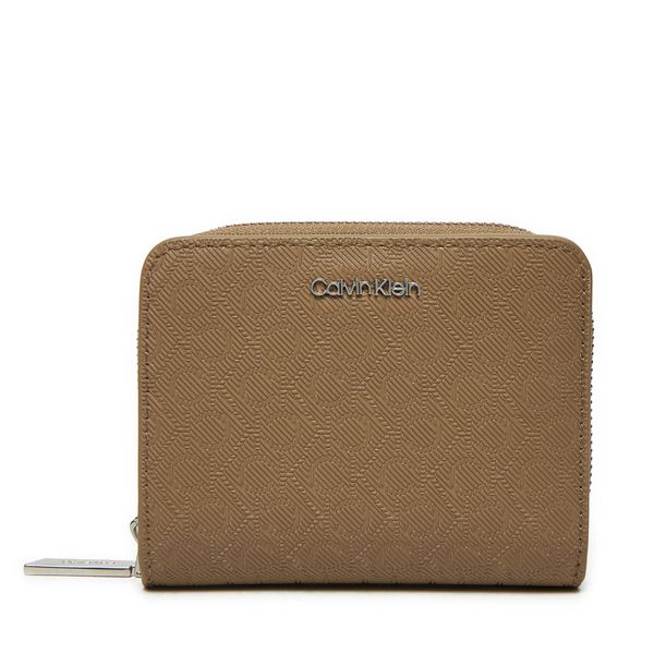 Calvin Klein Малък дамски портфейл Calvin Klein Ck Must Medium Zip Around_Mono K60K612825 Кафяв