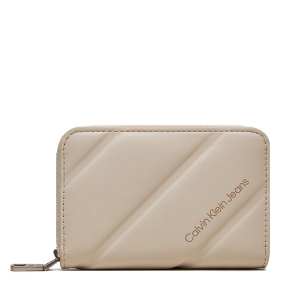Calvin Klein Jeans Малък дамски портфейл Calvin Klein Jeans Quileted Med Zip K60K612256 Екрю