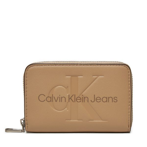Calvin Klein Jeans Малък дамски портфейл Calvin Klein Jeans Zip Around Mono K60K612255 Бежов