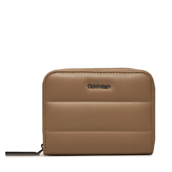 Calvin Klein Малък дамски портфейл Calvin Klein Line Quilt Medium Zip Around K60K612201 Кафяв
