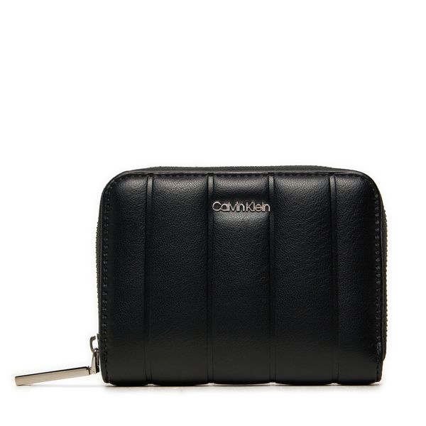 Calvin Klein Малък дамски портфейл Calvin Klein Line Quilt Medium Zip Around K60K613066 Черен