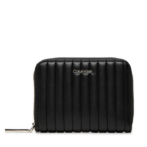 Calvin Klein Малък дамски портфейл Calvin Klein Mini Line Quilt Md Zip Around K60K613064 Черен