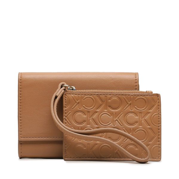 Calvin Klein Малък дамски портфейл Calvin Klein Re-Lock Bifold & Cardholder Sm K60K611092 Brown Sugar GQ4
