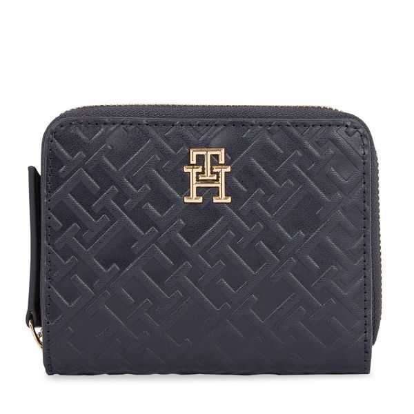 Tommy Hilfiger Малък дамски портфейл Tommy Hilfiger Th Refined Med Za Mono AW0AW15755 Space Blue DW6