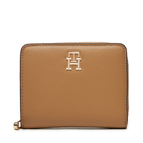 Tommy Hilfiger Малък дамски портфейл Tommy Hilfiger Th Soft Logotape Med Za AW0AW16917 Кафяв