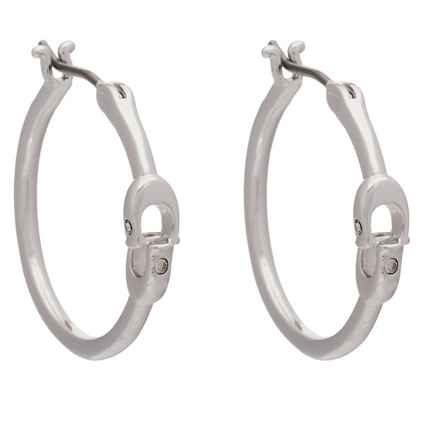 Coach Обици Coach Signature Hoop Earrings 37408160RHO030 Сребрист