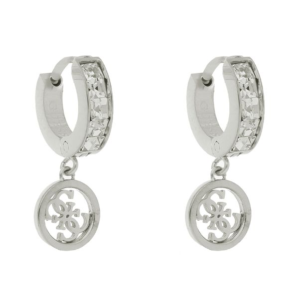 Guess Обици Guess Huggie Me JUBE03 147JW Сребърно родиево покритие