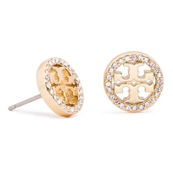 Tory Burch Обици Tory Burch Crystal Logo Circle Stud Earring 53422 Златист