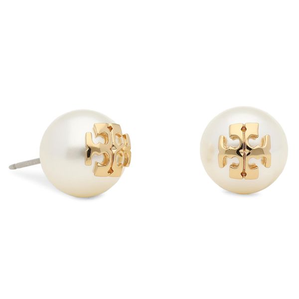 Tory Burch Обици Tory Burch Crystal Pearl Stud Earring 11165514 Ivory/Tory Gold 110