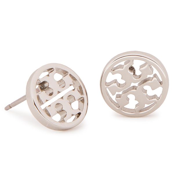 Tory Burch Обици Tory Burch Logo Circle Stud Earring 11165518 Tory Silver 022