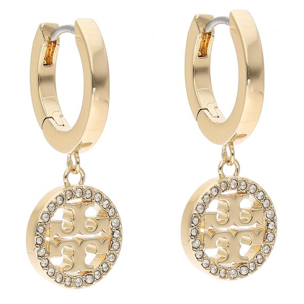 Tory Burch Обици Tory Burch Miller Pave Hoop Earring 87041 Златист