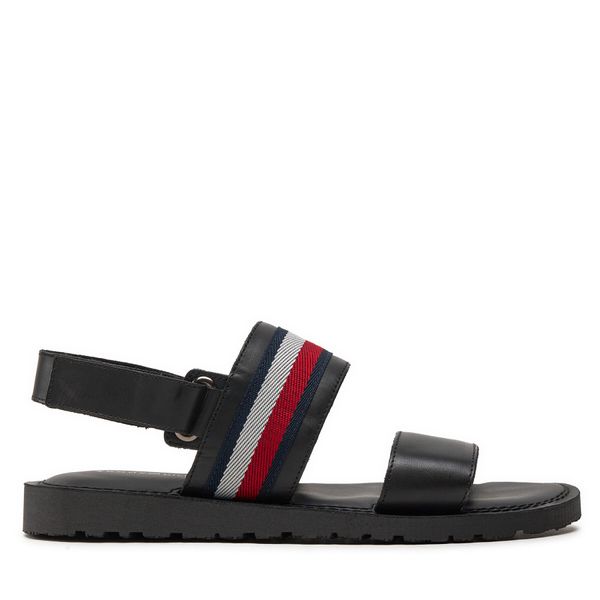 Tommy Hilfiger Сандали Tommy Hilfiger Core Hilfiger Lth Strappy Sandal FM0FM05009 Черен