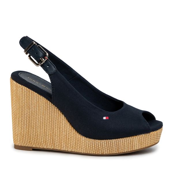 Tommy Hilfiger Сандали Tommy Hilfiger Iconic Elena Sling Back Wedge FW0FW04789 Тъмносин