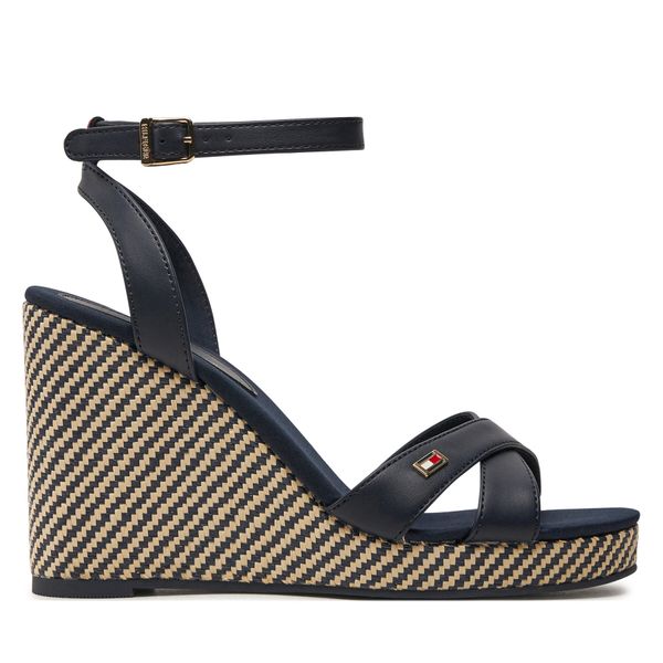 Tommy Hilfiger Сандали Tommy Hilfiger Im Raffia Sandal FW0FW08224 Тъмносин
