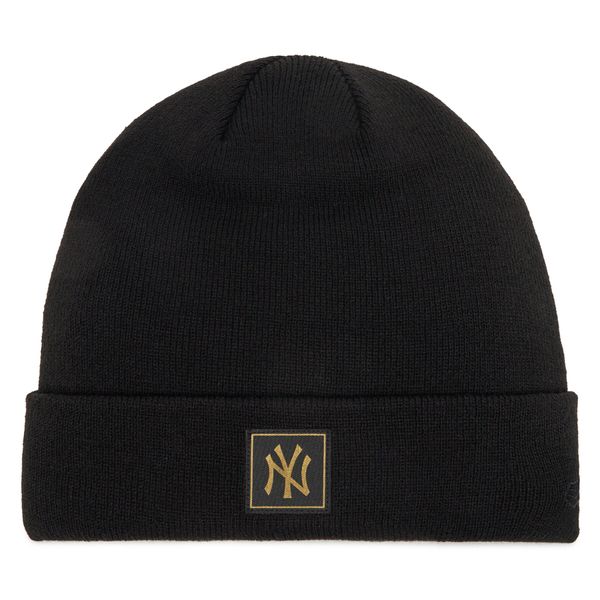 New Era Шапка New Era New York Yankees Metallic Badge Black Cuff Knit Beanie 60424815 Черен