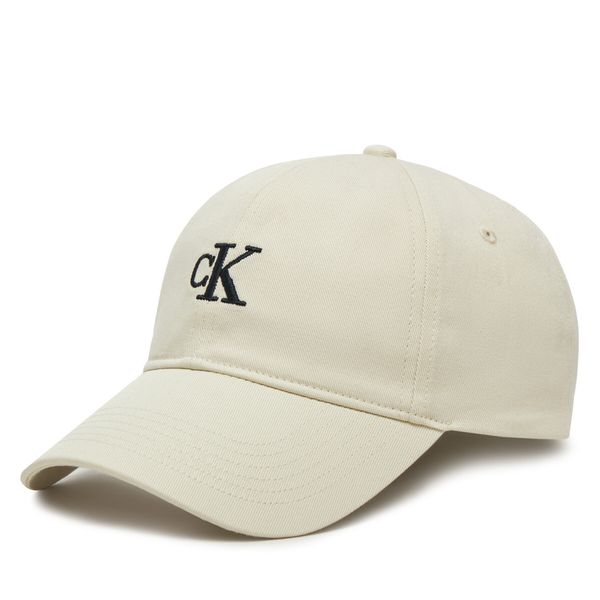 Calvin Klein Jeans Шапка с козирка Calvin Klein Jeans Embroidered Monogram Cap LV04K5024G Бял