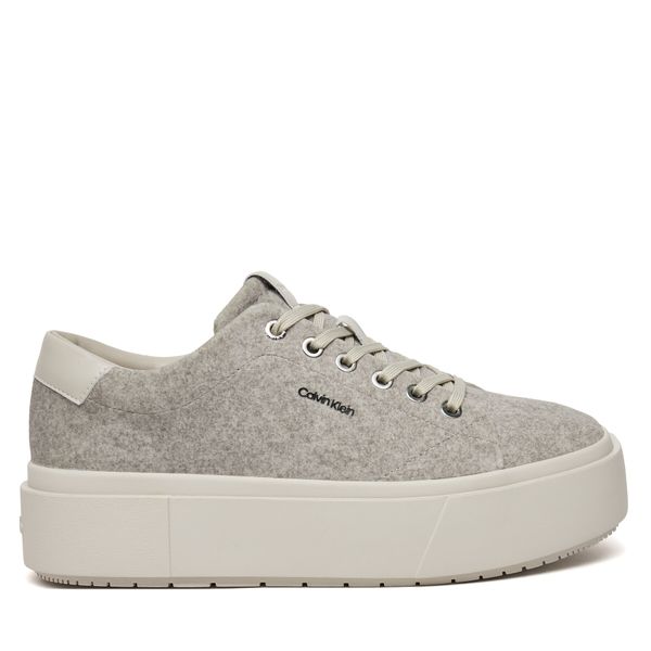 Calvin Klein Сникърси Calvin Klein Flatform Cup Lace Up W/Ml Felt HW0HW02325 Сив