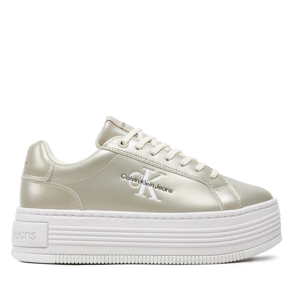 Calvin Klein Jeans Сникърси Calvin Klein Jeans Bold Platf Low Lace Lth Ml Mtl YW0YW01464 Екрю