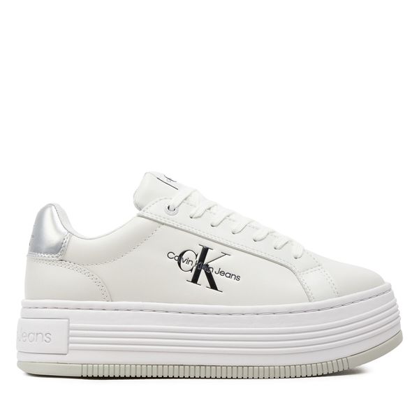 Calvin Klein Jeans Сникърси Calvin Klein Jeans Bold Platf Low Lace Lth Ml Mtl YW0YW01516 Бял