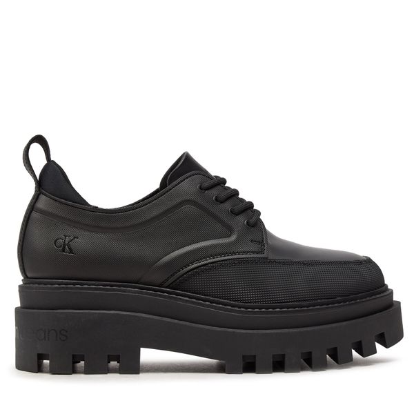 Calvin Klein Jeans Сникърси Calvin Klein Jeans Flatform Laceup Derby Mg Mtl YW0YW01502 Черен