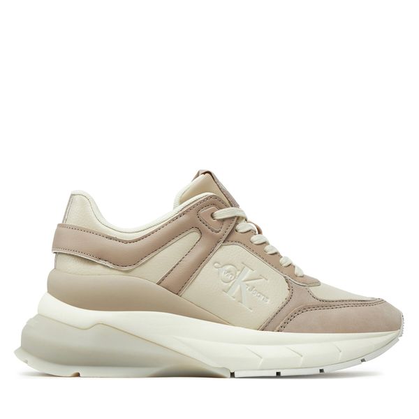 Calvin Klein Jeans Сникърси Calvin Klein Jeans Wedge Runner Lace Up Ml Mix YW0YW01577 Бежов