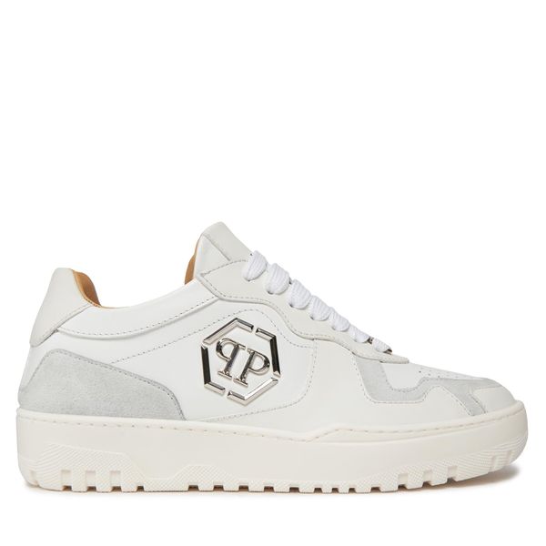 PHILIPP PLEIN Сникърси PHILIPP PLEIN Mix Leather Lo Top Sneakers SADS USC0545 PLE010N 01 Бял