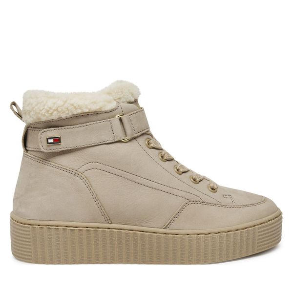 Tommy Hilfiger Сникърси Tommy Hilfiger Faux Fur Nubuck Low Lace-Up FW0FW08172 Бежов