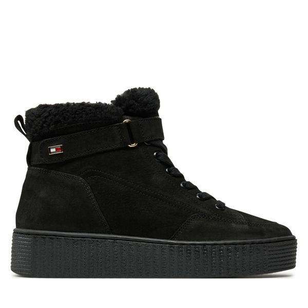 Tommy Hilfiger Сникърси Tommy Hilfiger Faux Fur Nubuck Low Lace-Up FW0FW08172 Черен