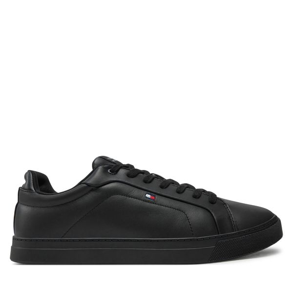 Tommy Hilfiger Сникърси Tommy Hilfiger Icon Court Lth Flag Ess FM0FM05317 Черен