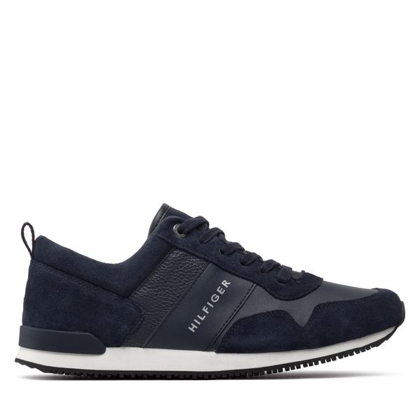 Tommy Hilfiger Сникърси Tommy Hilfiger Iconic Leather Suede Mix Runner FM0FM00924 Тъмносин