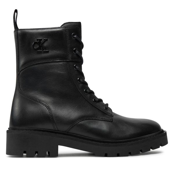 Calvin Klein Jeans Туристически oбувки Calvin Klein Jeans Combat Boot Mid Zip Lth In Calf YW0YW01550 Черен