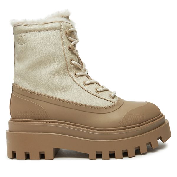 Calvin Klein Jeans Туристически oбувки Calvin Klein Jeans Flatform Lace Up Boot Padded YW0YW01557 Бежов