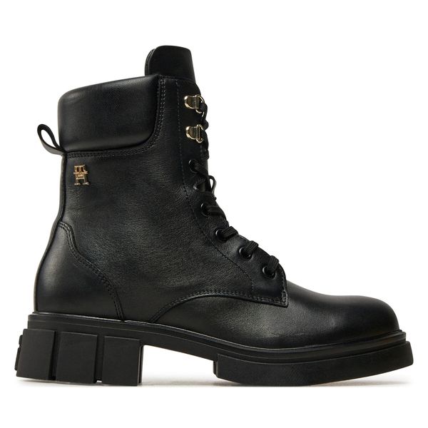 Tommy Hilfiger Туристически oбувки Tommy Hilfiger Lace-Up Biker Leather FW0FW08167 Черен