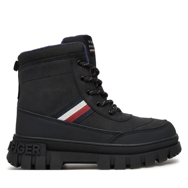 Tommy Hilfiger Туристически oбувки Tommy Hilfiger Stripes Fur Boot T3X5-33713-1487 S Черен