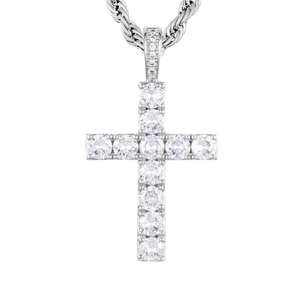 ICED STUFF Висулка ICED STUFF Diamond Cross Бяло злато