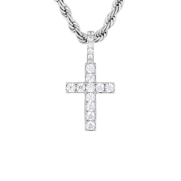 ICED STUFF Висулка ICED STUFF Micro Diamond Cross Бяло злато