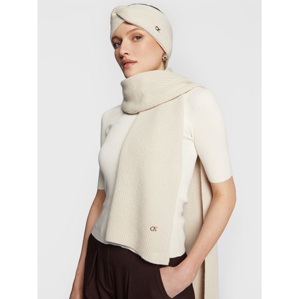 Calvin Klein Зимен шал Calvin Klein Re-Lock K60K610415 Dark Ecru