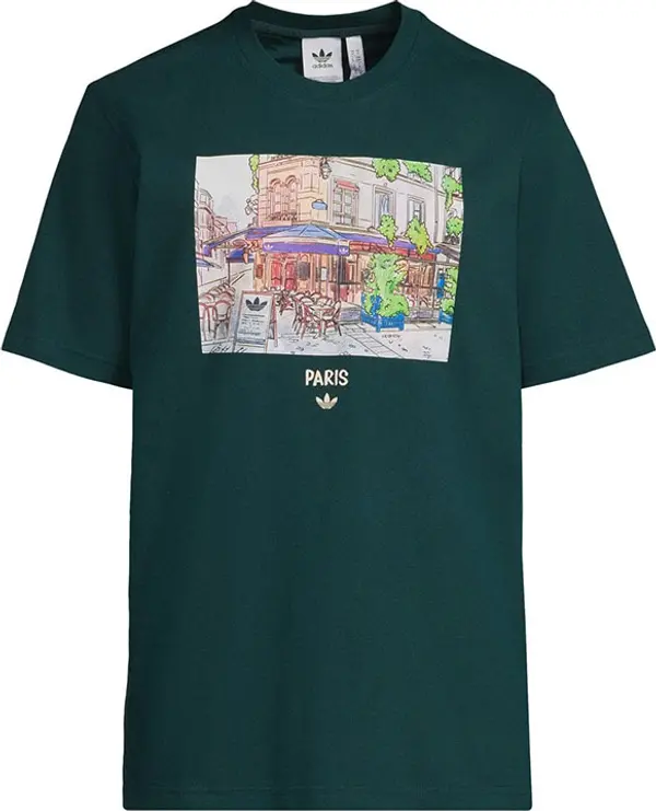 adidas Originals adidas Paint Paris Tee Мъже - Тениски adidas Originals - Зелен - HY2069-L - Size: L